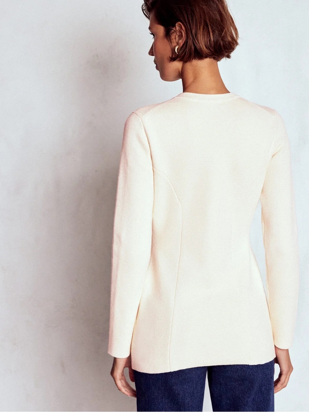 Boden Joanna Fitted Knit Jacket 6 NWT Button Front White Cream Tailored Cotton - Picture 3 of 12